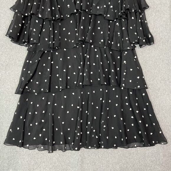 Kate Spade Black Heart Embroidered Tiered Ruffle Mini Dress Size 8 - Picture 4 of 10